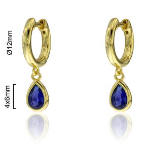 Pendientes Algecor Mujer Plata Baño Oro y Circonita Azul CPA0290-DO-AZ