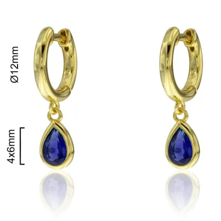 Pendientes Algecor Mujer Plata Baño Oro y Circonita Azul CPA0290-DO-AZ