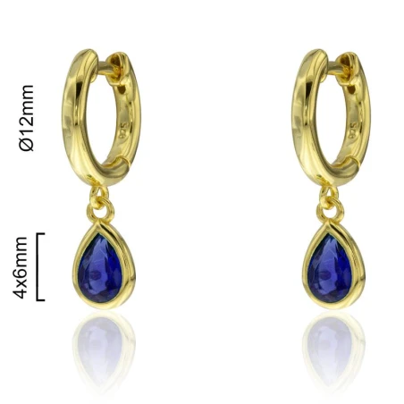 Pendientes Algecor Mujer Plata Baño Oro y Circonita Azul CPA0290-DO-AZ