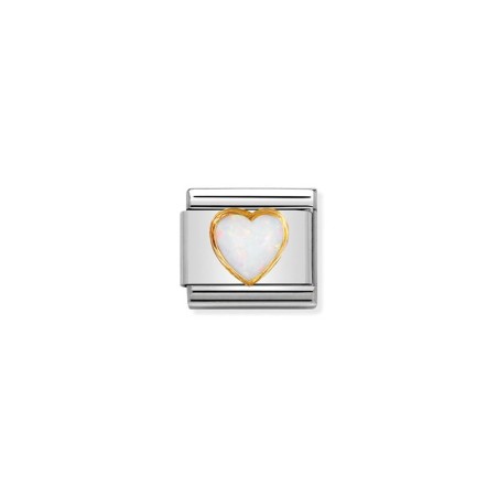 Comp. Classic PIEDRAS DURAS CORAZON en acero y oro de 18k OPALO BLANCO
