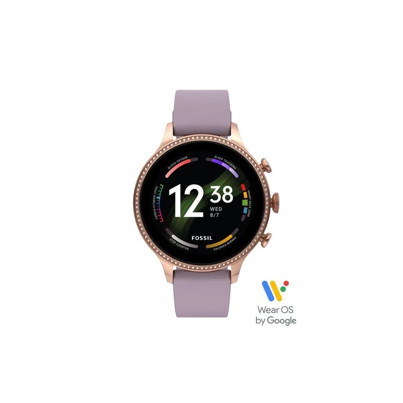 SmartWatch Fossil Gen 6 Mujer Acero Inoxidable Rosado y Silicona Morada FTW6080