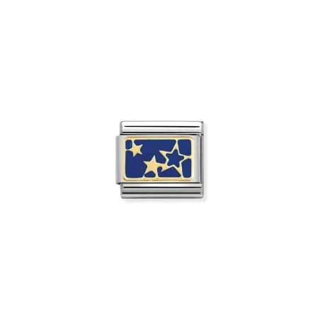 Composable Classic PLACAS acero, esmalte y oro 18k (44_Estrellas fondo AZUL)