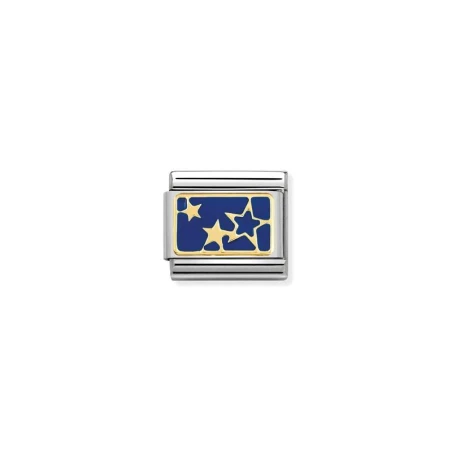 Composable Classic PLACAS acero, esmalte y oro 18k (44_Estrellas fondo AZUL)