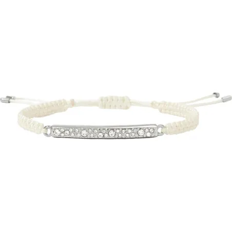 Pulsera Fossil Mujer Nylon Blanco, Acero Inoxidable y Circonitas JA6290040