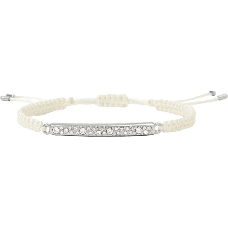 Pulsera Fossil Mujer Nylon Blanco, Acero Inoxidable y Circonitas JA6290040