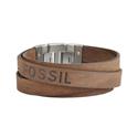 Pulsera Fossil Vintage Casual Hombre Cuero Marrón y Acero Inoxidable JF84955040