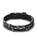 Pulsera Fossil Vintage Casual Hombre Cuero Negro y Acero Inoxidable JF85460040