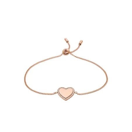 Pulsera Fossil Lane Be Mine Mujer Corazón Acero Inoxidable Rosado y Circonitas JF03361791