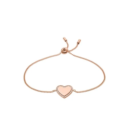 Pulsera Fossil Lane Be Mine Mujer Corazón Acero Inoxidable Rosado y Circonitas JF03361791