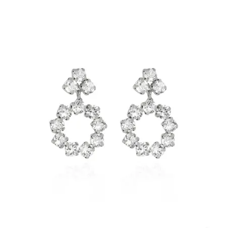 Pendientes Victoria Cruz Mujer Plata Baño Rodio y Cristales Balncos Swarovski A3699-07HT