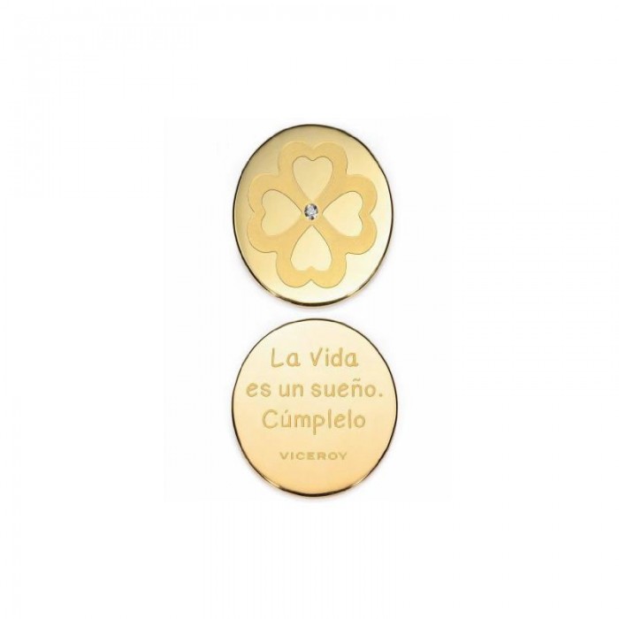 Colgante Viceroy Fashion Mujer Trébol Acero Inoxidable Baño Oro y circonita VMC0001-06