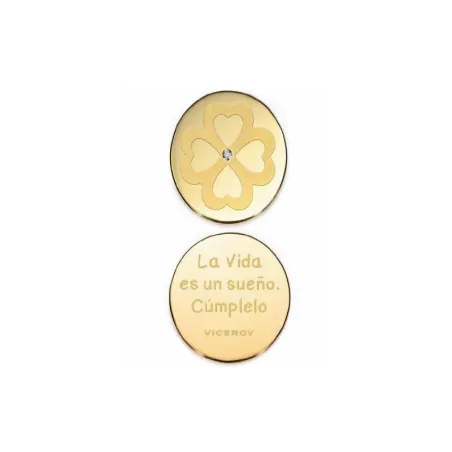 Colgante Viceroy Fashion Mujer Trébol Acero Inoxidable Baño Oro y circonita VMC0001-06