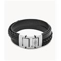 Pulsera Fossil Vintage Casual Hombre Cuero Negro y Acero Inoxidable JF02079040