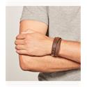 Pulsera Fossil Vintage Casual Hombre Cuero Marrón y Acero Inoxidable JF84955040