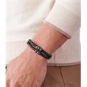 Pulsera Fossil Vintage Casual Hombre Cuero Negro y Acero Inoxidable JF85460040