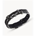 Pulsera Fossil Vintage Casual Hombre Cuero Negro y Acero Inoxidable JF85460040