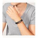 Pulsera Fossil Vintage Casual Hombre Cuero Negro y Acero Inoxidable JF85460040