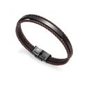 Pulsera Viceroy Fashion Air Hombre Cuero Marrón Trenzado y Acero Inoxidable Negro 15110P09010