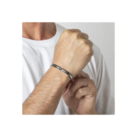 Pulsera Lotus Style Hombre Acero Inoxidable Plateado y Negro LS1803-2/1