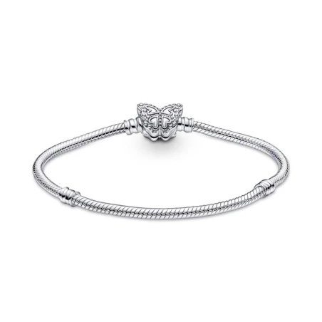 Pulsera Pandora Moments Cadena de Serpiente Cierre Mariposa 590782C01