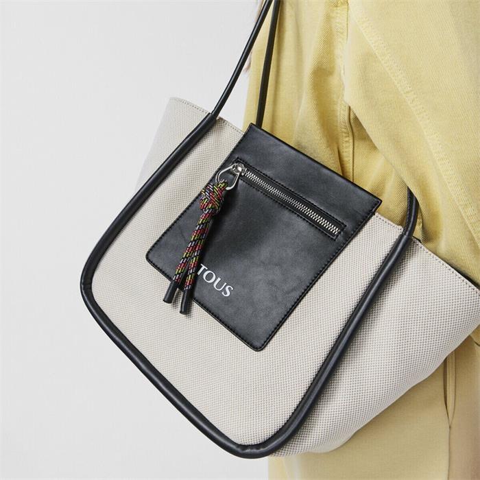 Capazo TOUS Empire Cotton Beige Mediano 295900683