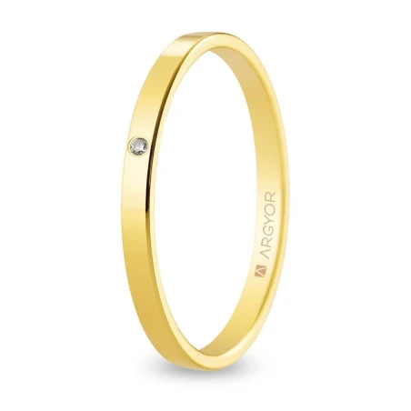 Alianza boda ARGYOR Oro Amarillo 18Kt Plana con Diamante 5120562D