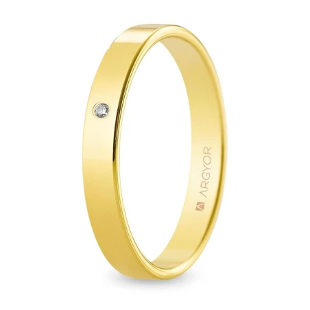 Alianza boda ARGYOR Plana oro amarillo  18kt con Dimanate 5130563D