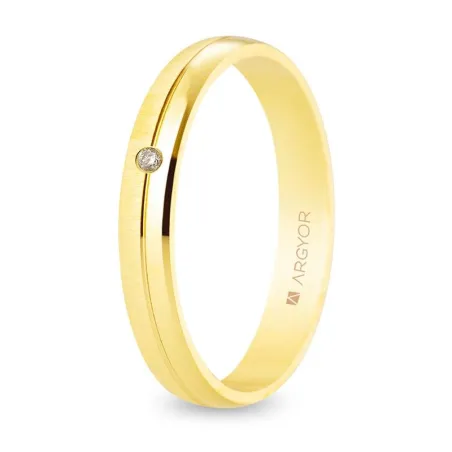 Alianza boda ARGYOR Oro Amarillo 18Kt Ranura Central con Diamante 5135547D