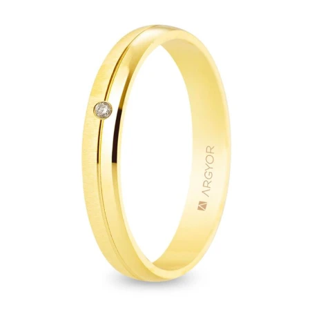 Alianza boda ARGYOR Oro Amarillo 18Kt Ranura Central con Diamante 5135547D