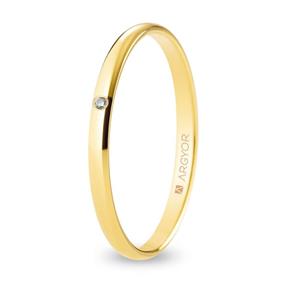 Alianza de boda oro y diamante media caña 2 mm confort (A20CP1D)