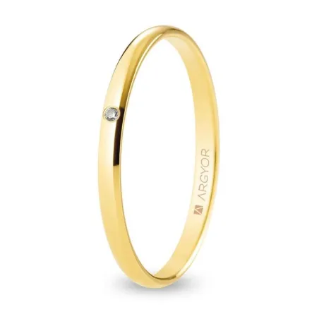 Alianza de boda oro y diamante media caña 2 mm confort (A20CP1D)