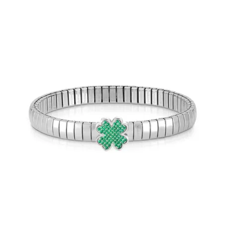 Pulsera Nomination Extensible Plata y Trébol Circonitas Verdes 200418/004