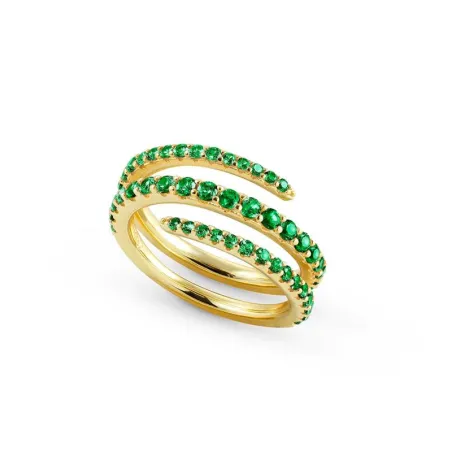 Anillo Nomination LoveLIght Espiral Mujer Plata Baño Oro y Circonitas Verdes 149711/016/005