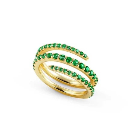 Anillo Nomination LoveLIght Espiral Mujer Plata Baño Oro y Circonitas Verdes 149711/016/005