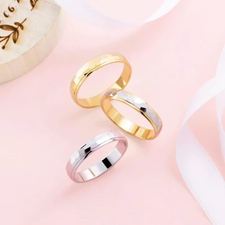 Alianza boda ARGYOR Oro Amarillo y Blanco 18Kt Facetada 5240544