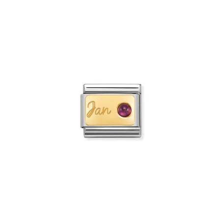 Composable Classic PIEDRA MES en acero, piedras y oro 18k Enero GRANATE