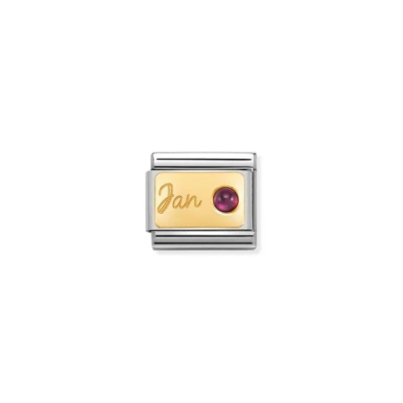 Composable Classic PIEDRA MES en acero, piedras y oro 18k Enero GRANATE