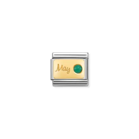 Composable Classic PIEDRA MES en acero, piedras y oro 18k Mayo ESMERALDA