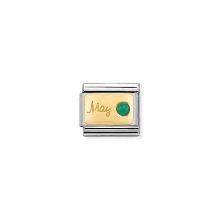 Composable Classic PIEDRA MES en acero, piedras y oro 18k Mayo ESMERALDA