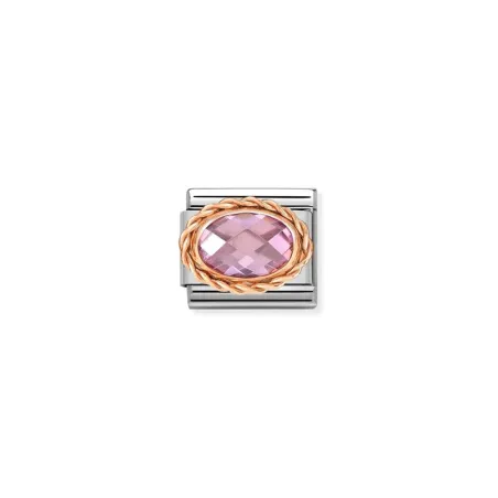 Composable Classic FACETADOS OVAL MOLETEADO en acero y oro 9k ROSA