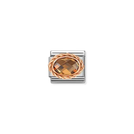 Composable Classic FACETADOS OVAL MOLETEADO en acero y oro 9k SMOKEY