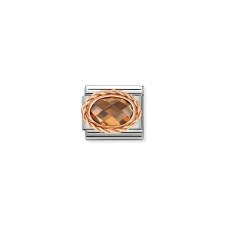 Composable Classic FACETADOS OVAL MOLETEADO en acero y oro 9k SMOKEY