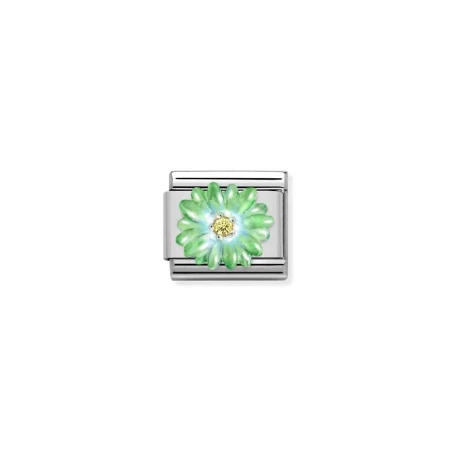 Composable Classic CL SIMBOLOS acero, esmalte, Cubic zirc.y plata 925 Flor VERDE