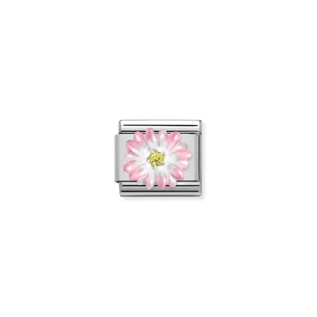 Composable Classic CL SIMBOLOS acero, esmalte, Cubic zirc.y plata 925 Flor ROSA