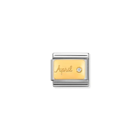 Composable Classic PIEDRA MES en acero, piedras y oro 18k Abril DIAMANTE