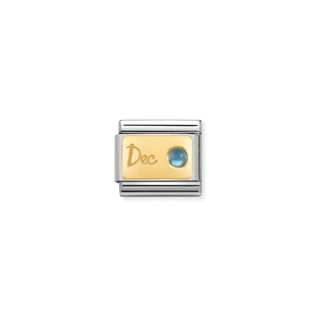 Composable Classic PIEDRA MES en acero, piedras y oro 18k Diciembre TOPACIO AZUL