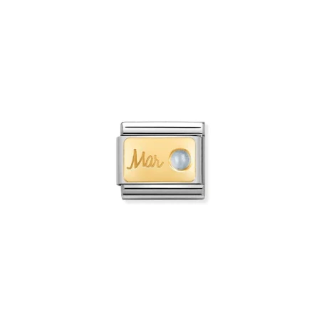 Composable Classic PIEDRA MES en acero, piedras y oro 18k Marzo AGUAMARINA