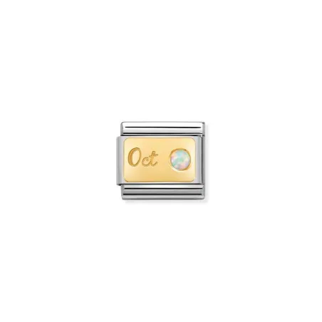 Composable Classic PIEDRA MES en acero, piedras y oro 18k Octubre OPALO BLANCO