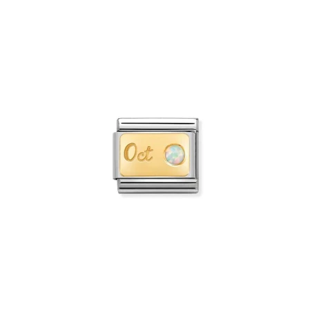Composable Classic PIEDRA MES en acero, piedras y oro 18k Octubre OPALO BLANCO