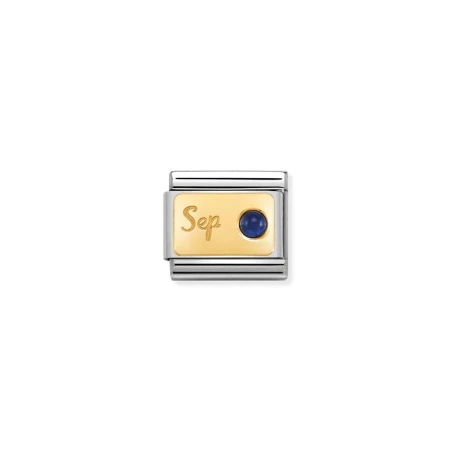 Composable Classic PIEDRA MES en acero, piedras y oro 18k Septiembre ZAFIRO